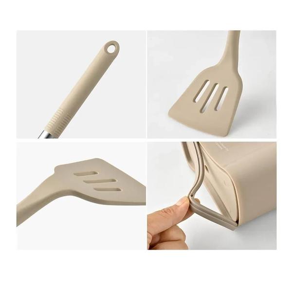 Imagem de Conjunto de Utensílios de Cozinha de Silicone 13 Peças com Alça de Aço Inoxidável