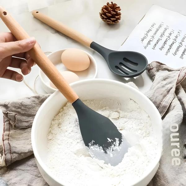 Imagem de Conjunto de Utensílios de Cozinha de Silicone Antiaderente - 12 Peças