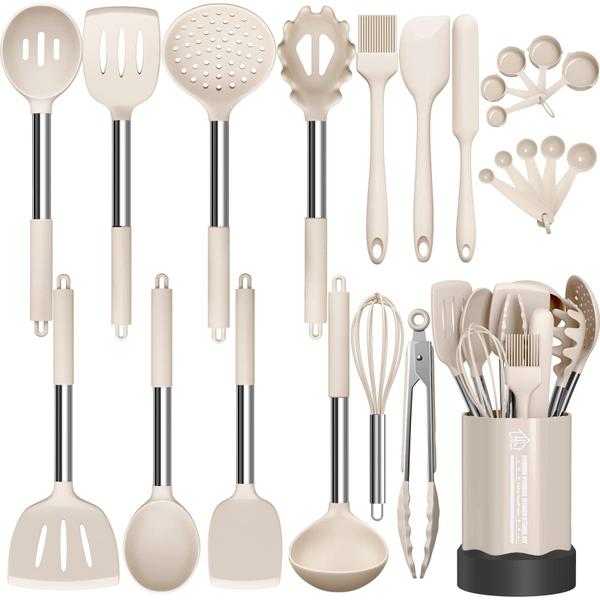 Imagem de Conjunto de utensílios de cozinha Fungun Silicone Antiaderente, 24 unidades com suporte