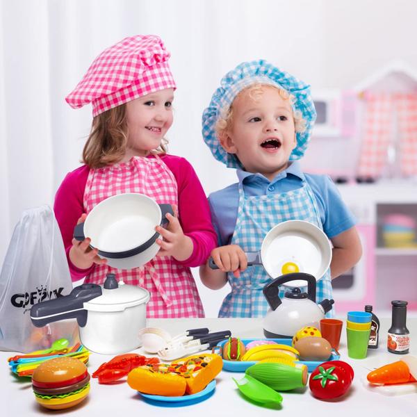 Imagem de Conjunto de utensílios de cozinha para brinquedos de cozinha GJOF2YK Kids com Play Food 72 unidades