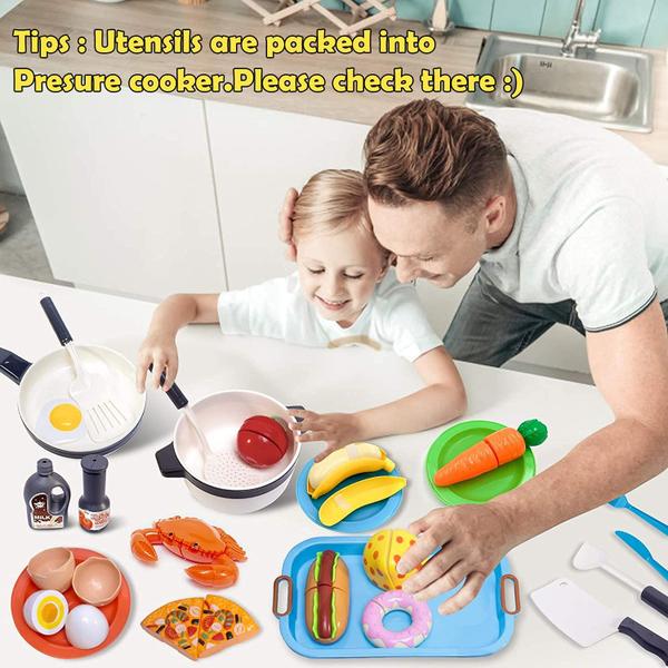 Imagem de Conjunto de utensílios de cozinha para brinquedos de cozinha GJOF2YK Kids com Play Food 72 unidades