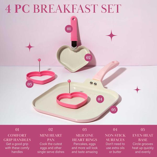 Imagem de Conjunto de utensílios de cozinha Paris Hilton Breakfast Ceramic Antiaderente de 4 peças