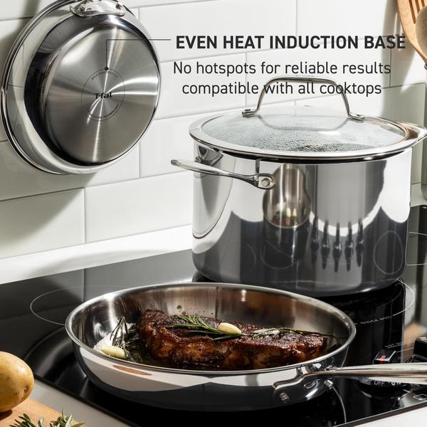 Imagem de Conjunto de utensílios de cozinha T-fal Pro Tri-Ply em aço inoxidável, 3 peças, prata