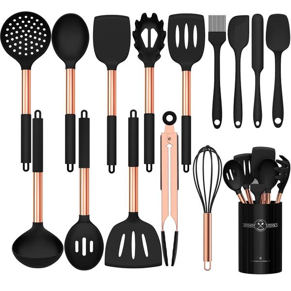 Imagem de Conjunto de utensílios de cozinha Umite Chef Silicone 15 unidades com ouro rosa