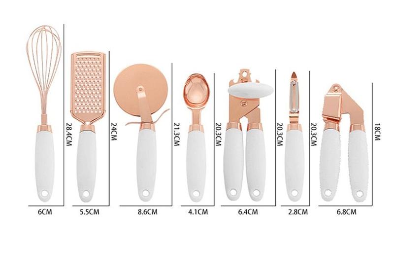 Imagem de Conjunto de utensílios de cozinha Wokex em aço inoxidável revestido de cobre, 7 unidades