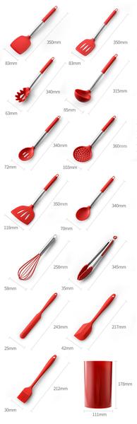 Imagem de Conjunto de utensílios de cozinha Wokex em aço inoxidável+silicone 14 unidades