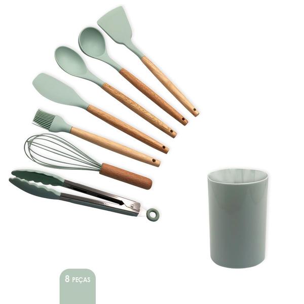 Imagem de Conjunto de Utensilios Silicone 8 Peças Cozinha com Praticidade e Segurança Resistentes e Antiaderentes