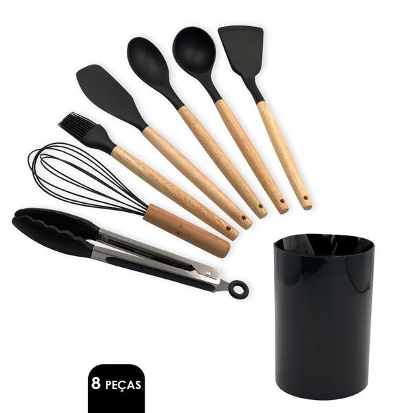 Imagem de Conjunto de Utensilios Silicone 8 Peças - Preto