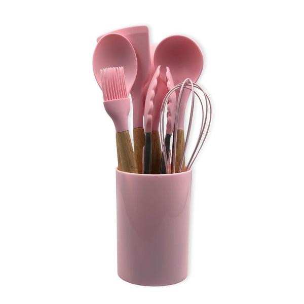 Imagem de Conjunto de Utensilios Silicone 8 Peças - Rosa