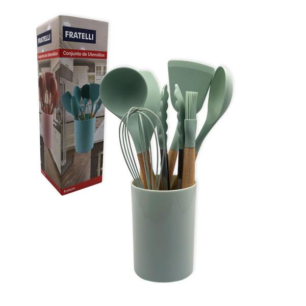 Imagem de Conjunto de Utensilios Silicone 8 Peças - Verde Claro