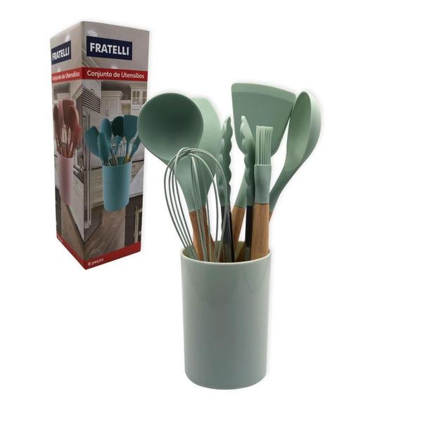 Imagem de Conjunto De Utensilios Silicone 8 Peças - Verde Claro