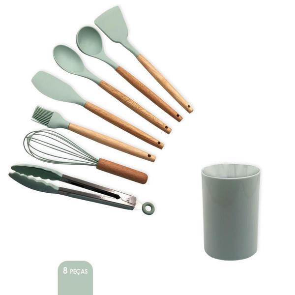 Imagem de Conjunto De Utensilios Silicone 8 Peças - Verde Claro