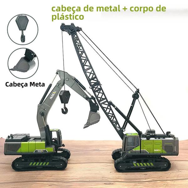 Conjunto de Veículos de Engenharia Fundidos para Meninos - Escavadeira, Caminhão e Retroescavadeira Imagem de Conjunto de Veículos de Engenharia Fundidos para Meninos - Escavadeira, Caminhão e Retroescavadeira