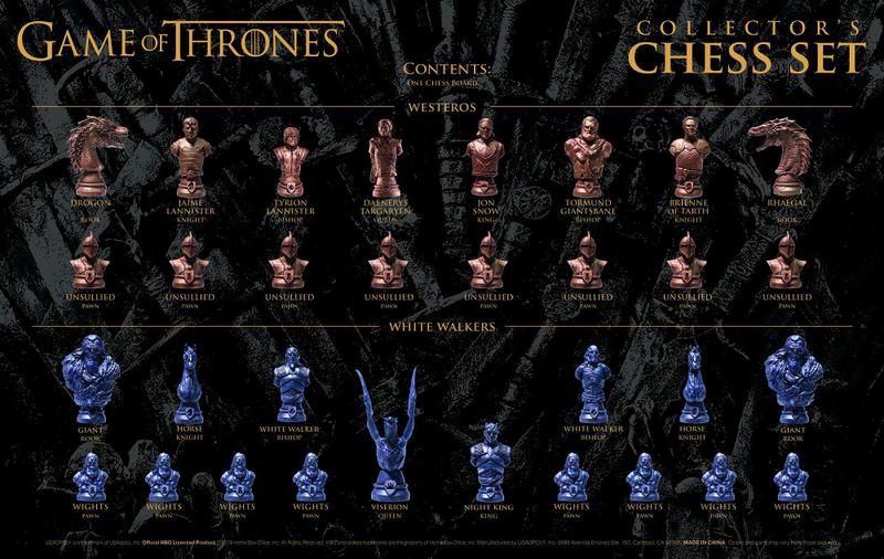 Conjunto de xadrez Conjunto de xadrez de colecionador USAOPOLY Game of Thrones Imagem de Conjunto de xadrez Conjunto de xadrez de colecionador USAOPOLY Game of Thrones