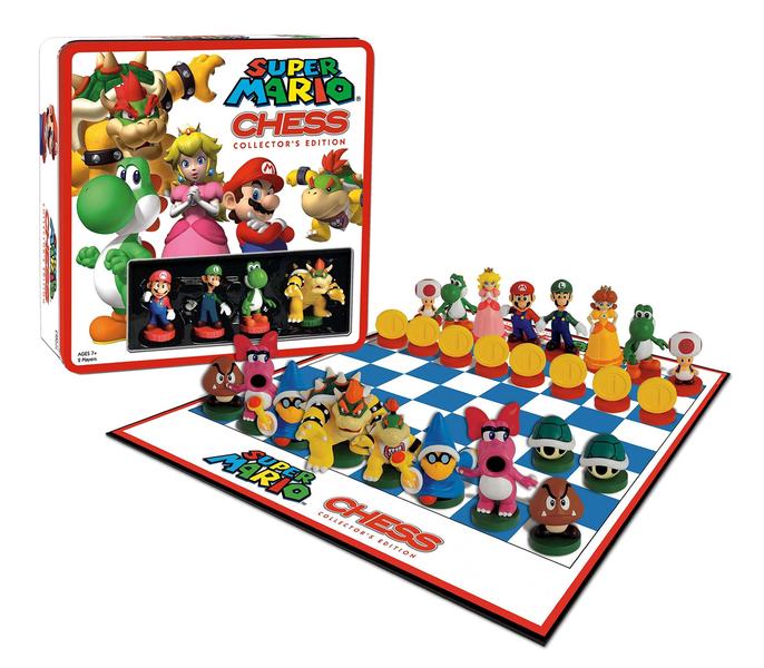 Imagem de Conjunto de xadrez USAopoly Super Mario com 32 peças esculpidas personalizadas