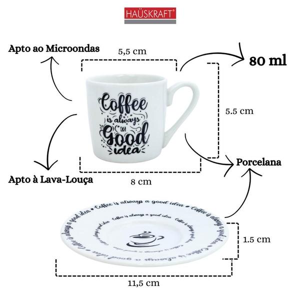 Imagem de Conjunto De Xícaras De Porcelana Café Da Manhã Coffee Good Idea - 12 Peças