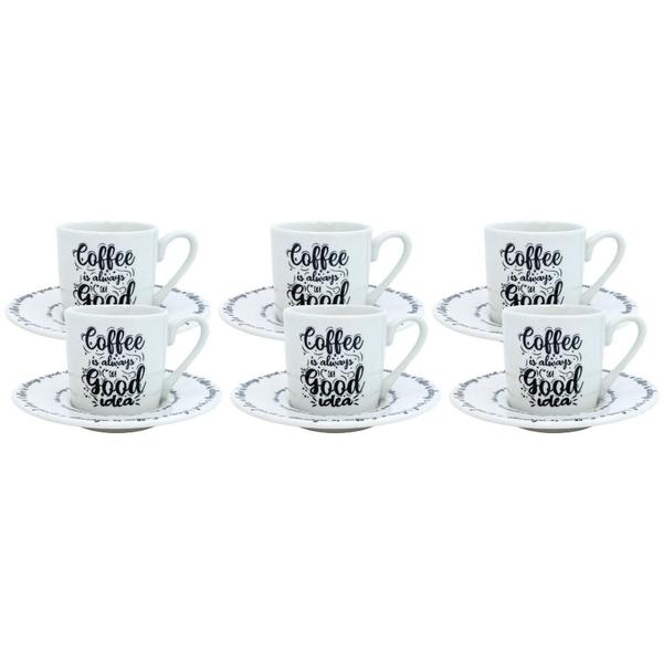 Imagem de Conjunto De Xícaras De Porcelana Café Da Manhã Coffee Good Idea - 12 Peças