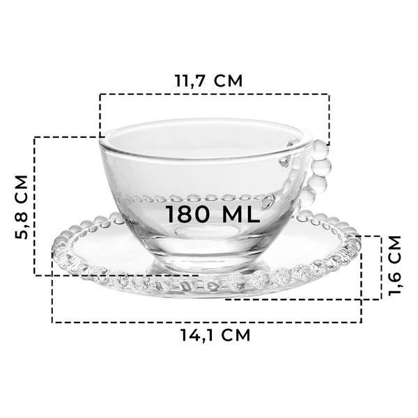 Conjunto De Xícaras E Pires De Chá Cristal Pearl 180ml Com 4 Unidades - Wolff Imagem de Conjunto De Xícaras E Pires De Chá Cristal Pearl 180ml Com 4 Unidades