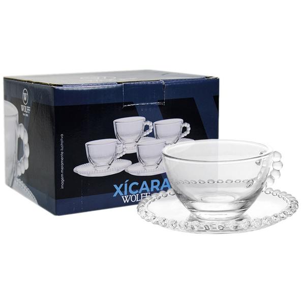 Imagem de Conjunto De Xícaras E Pires De Chá Cristal Pearl 180ml Com 4 Unidades