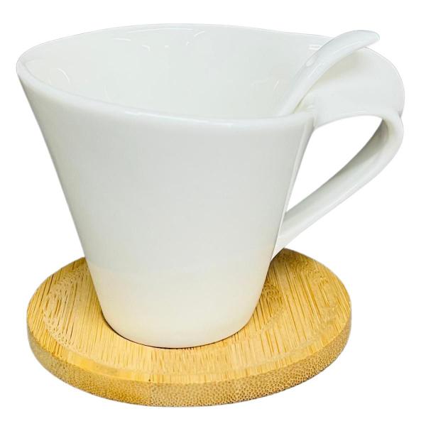 Imagem de Conjunto de Xícaras Porcelana Branca Chá Café Capuccino 4 Pçs 150ml