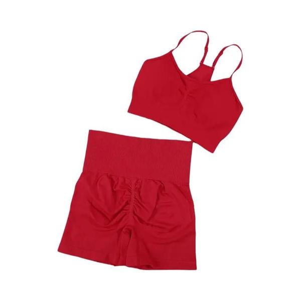 Imagem de Conjunto de Yoga Feminino Sem Costura 2 Peças - Sutiã e Shorts de Ciclismo