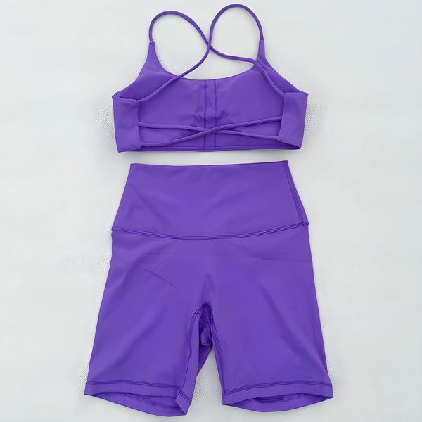 Imagem de Conjunto de Yoga Feminino Sem Costura: Shorts e Top para Fitness e Ginástica