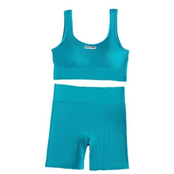 Imagem de Conjunto de Yoga Feminino Sem Costura - Sutiã Esportivo e Shorts de Cintura Alta