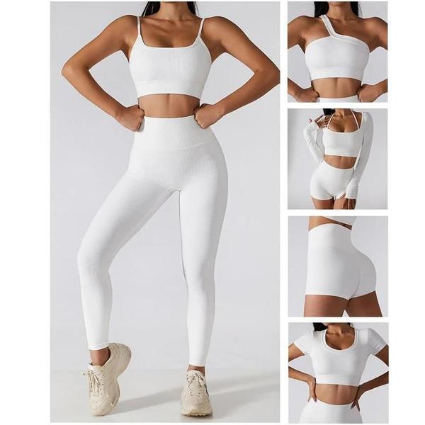 Imagem de Conjunto De Yoga Sem Costura De Cintura Alta Feminino Roupas Esportivas Treino Ginásio Leggings