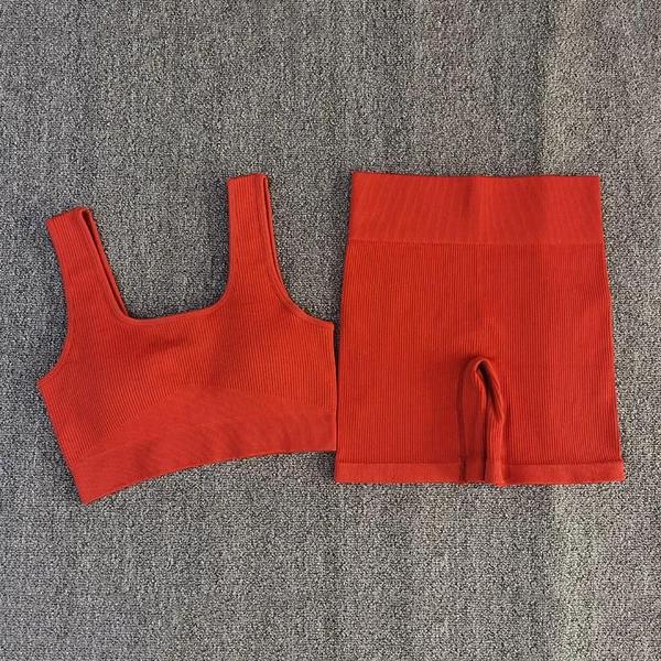 Imagem de Conjunto De Yoga Sem Costura Feminino Sutiã Esportivo Shorts De Cintura Alta Ginásio Fitness Sem