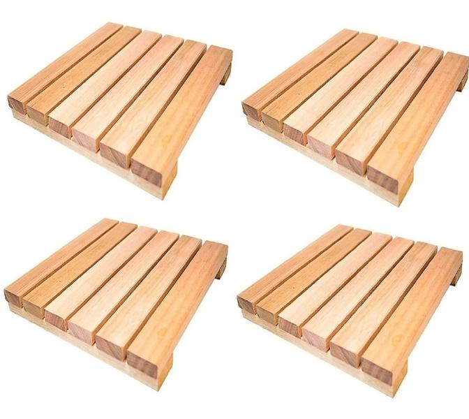 Imagem de Conjunto Deck Madeira Pinus  4 Uni 50x50cm De Qualidade Para Garagem