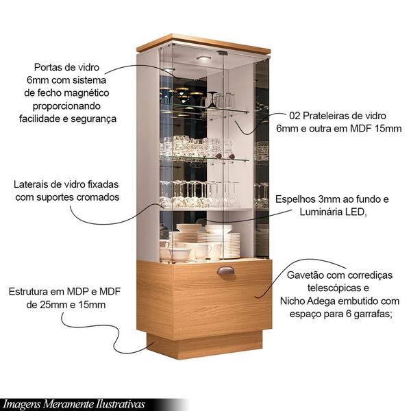 Imagem de Conjunto Decorativo Cristaleira c/Adega e Buffet Aparador c/Bandeja Lateral Peggy/Noeli Cinamomo/OffWhite G26 - Gran Belo