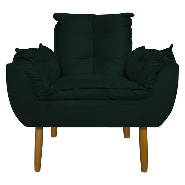 Imagem de Conjunto Decorativo Poltrona com Puff Opala Suede Verde - Montanaris Decor