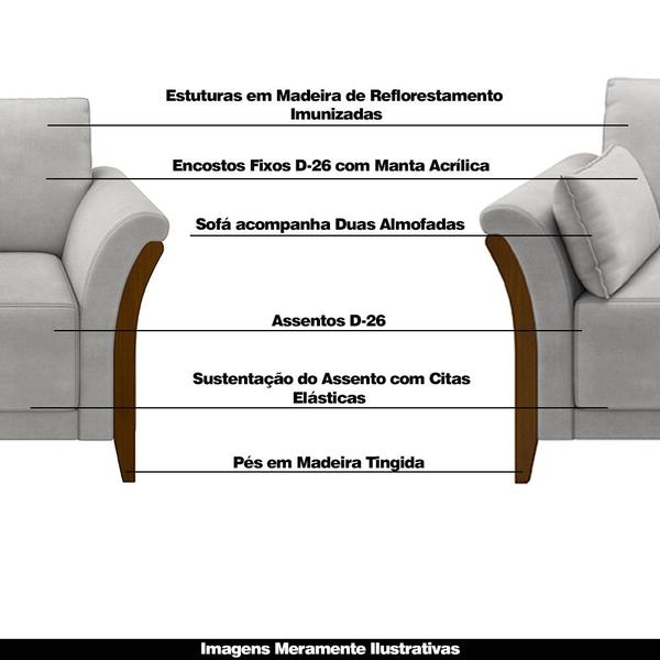 Imagem de Conjunto Decorativo Poltrona e Sofá 222cm Market Veludo Cinza G45 - Gran Belo