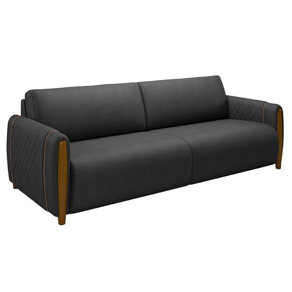 Imagem de Conjunto Decorativo Poltrona e Sofá 223cm Maceió PU Preto G45 - Gran Belo