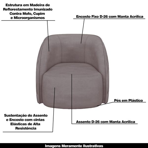 Imagem de Conjunto Decorativo Sofá 288cm e Poltrona Clarke com Puff Round Veludo Rosê G45 - Gran Belo