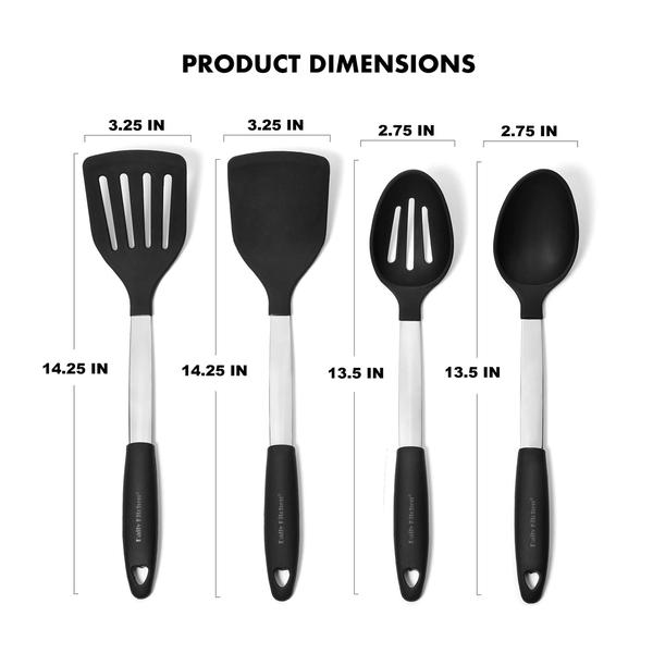 Imagem de Conjunto diário de utensílios de cozinha em silicone/aço inoxidável, 4 peças