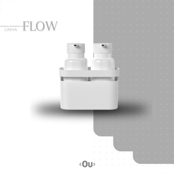 Imagem de Conjunto Dispenser Organizador Flow 500ml Lavanderia Branco