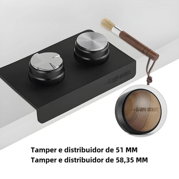 Imagem de Conjunto Distribuidor de Café Expresso 51/53/58mm com Tapete e Escova