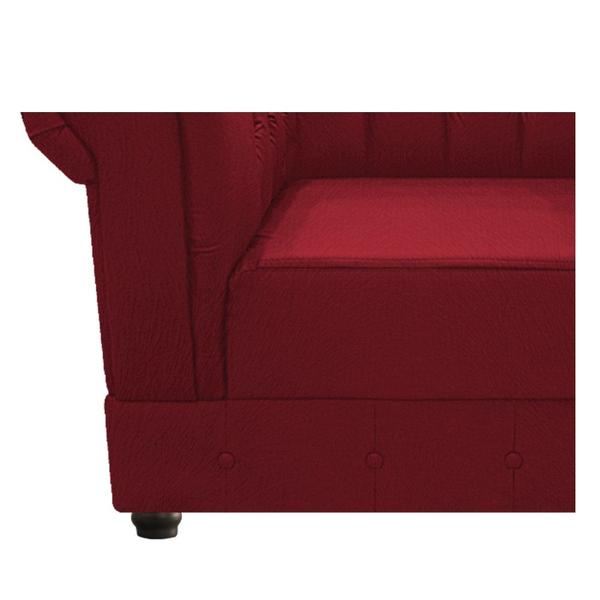 Imagem de Conjunto Divã Sofá 2 Lugares e Poltrona Cadeira Decorativa Chesterfield Suede Vermelho Recepção Sala de Estar - AM Decor