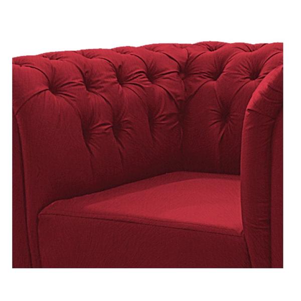 Imagem de Conjunto Divã Sofá 2 Lugares e Poltrona Cadeira Decorativa Chesterfield Suede Vermelho Recepção Sala de Estar - AM Decor