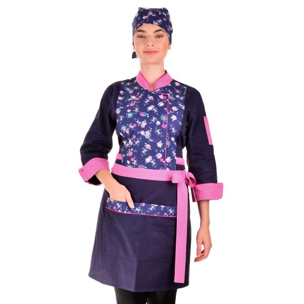 Imagem de Conjunto Dólmã Avental e Bandana Chef Feminino Giovanna - Estilo Chef