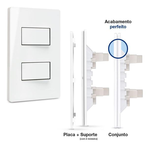 Imagem de Conjunto duplo 2 Interruptores Paralelos 4x2 10a Branco Infiniti Margirius