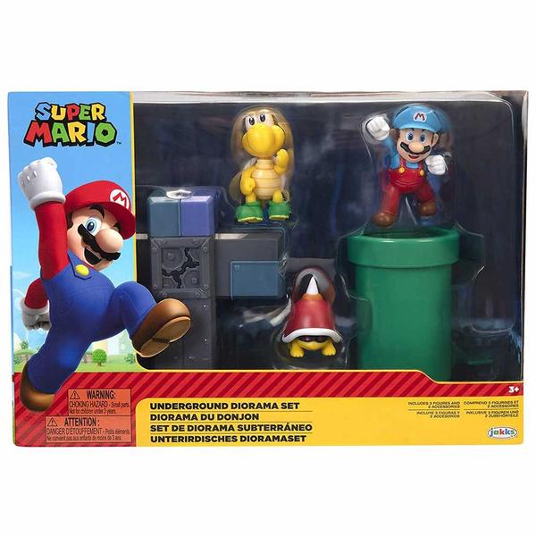 Conjunto e Mini Figuras - Super Mario - Underground - Subterrâneo - Candide Imagem de Conjunto e Mini Figuras - Super Mario - Underground - Subterrâneo - Candide