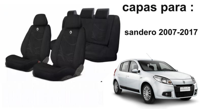 Imagem de Conjunto Elegante Sandero 2007-2017 + Volante + Chaveiro Tecido