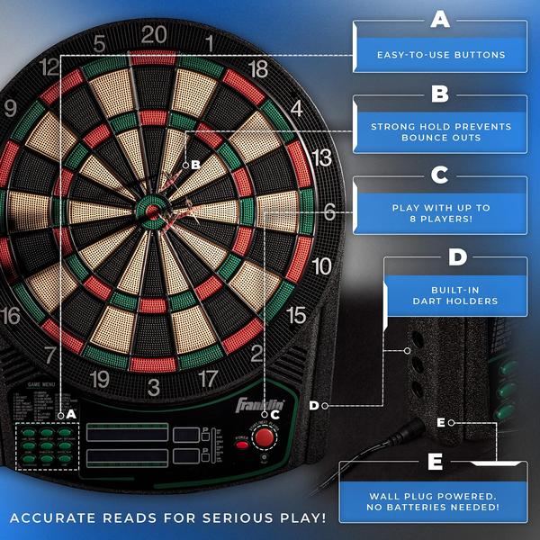 Imagem de Conjunto eletrônico de dardos Franklin Sports FS6000 com 6 dardos