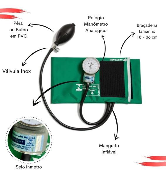 Imagem de Conjunto Enfermagem Aparelho De Pressão Esfigmomanometro Estetoscopio Pa Med