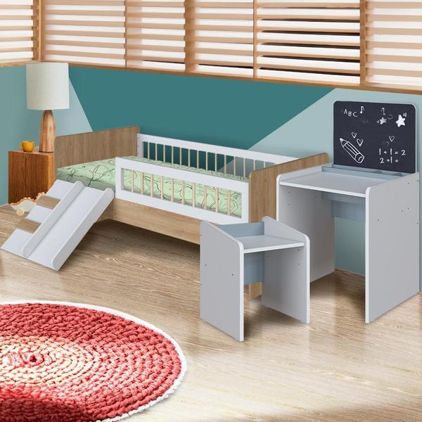 Conjunto Escolinha Infantil Com Cama Montessoriana Aveiro Oak Branco Azul Melvin Shop Jm Imagem de Conjunto Escolinha Infantil Com Cama Montessoriana Aveiro Oak Branco Azul Melvin Shop Jm