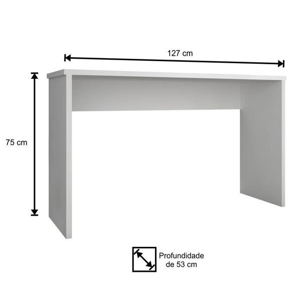 Imagem de Conjunto Escritório 2 Peças Mesa Gávea e Estante Office Branco - Móveis Leão