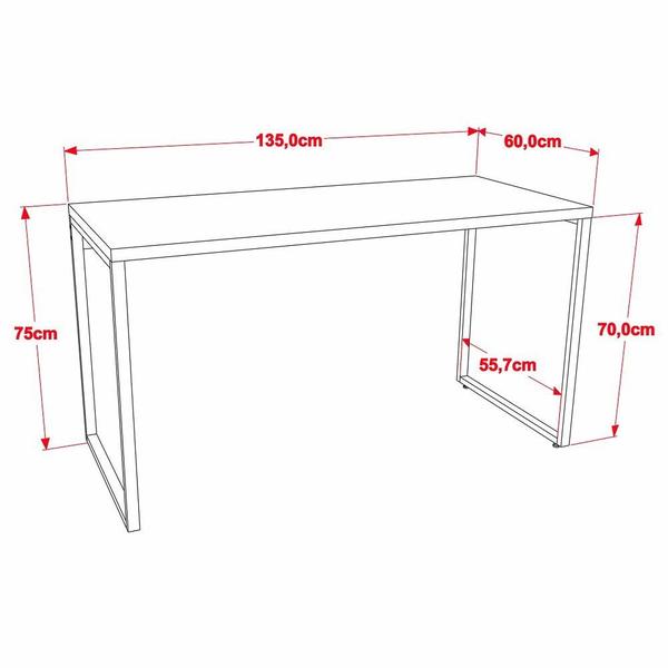 Imagem de Conjunto Escritório Estilo Industrial Mesa 135cm e Estante 60cm 3 Prateleiras Prisma C08 Snow - Mpozenato