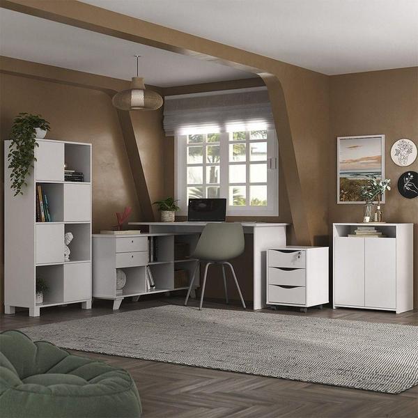 Imagem de Conjunto Escritório Home Office 4 Peças Golden A06 Branco - Mpozenato